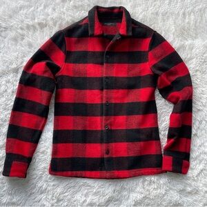 All Saints Dry Town Wool Blend Button Down Flannel Overshirt